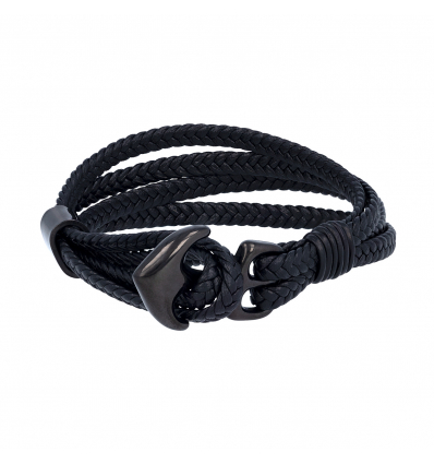 Bracelet Acier 316L cuir véritable 66M