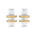 Boucles d'oreilles plaqué or cubic zirconia forme rectangulaire