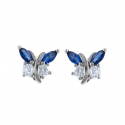 Boucles d'oreilles papillon argent rhodié avec saphir synthétique et cz 1.80grs