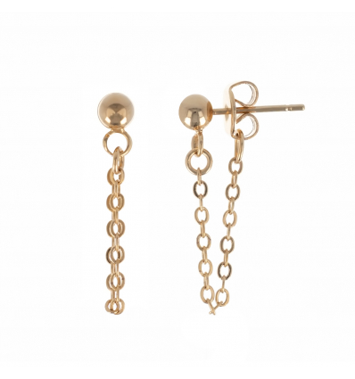 Boucles d'oreille plaqué or dormeuse avec perle d'imitation de Majorque grise 16MM