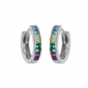 Boucles d'oreilles argent rhodié pierre multicolore 1.80grs