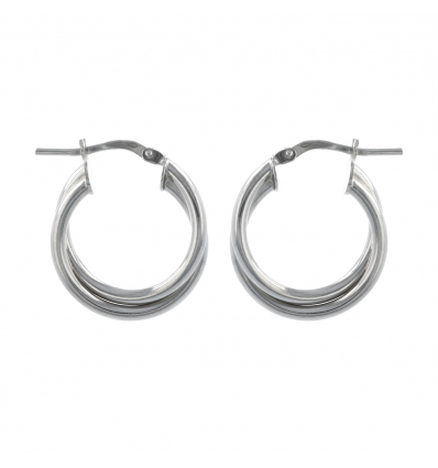 Boucles d'oreille créoles argent rhodié