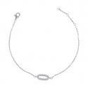 Bracelet argent rhodié breloque réglable 16cm + 3cm avec cz