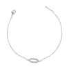 Bracelet argent rhodié breloque réglable 16cm + 3cm avec cz