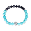 Bracelet réglable pierres onyx+turquoise tête de lion