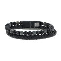 Bracelet acier cuir veritable 21cms avec pierre