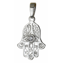 Pendentif argent rhodié main de Fatima avec cubic zirconia 1.50grs