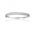 Bracelet jonc argent rhodié 60MM avec cz ouverture sur le côté 17.50grs