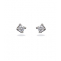 Boucles d'oreilles solitaire en argent 925 avec zirconium taillés en brillant rond