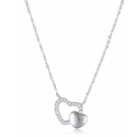 Collier argent rhodié coeur avec cubic zirconia 45cm