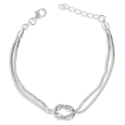 Bracelet argent rhodié noeud 18cm + 3cm