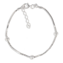 Bracelet argent rhodié boule 18cm + 3cm 3.30grs