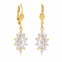 Boucles d'oreilles plaqué or forme marquise pendante avec cubic zirconia