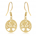 Boucles d'oreilles plaqué or arbre de vie pendant