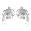 Boucles d'oreilles argent rhodié dauphin avec cz 0.80grs