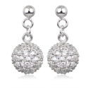 Boucles d'oreille argent rhodié boule avec cubic zirconia