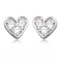 Boucles d'oreille argent rhodié coeur avec cubic zirconia