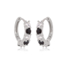 Boucles d'oreille petite Créole argent rhodié avec cubic zirconia noir et cubic zirconia