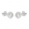 Boucles d'oreille argent rhodié forme ronde et feuilles de palmier avec cubic zirconia