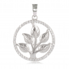 Pendentif argent rhodié arbre et cinq feuilles encerclées de cubic zirconia