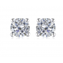 Boucles d'oreille argent rhodié solitaire cubic zirconia rond 6MM