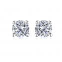 Boucles d'oreille argent rhodié solitaire cubic zirconia rond 4MM