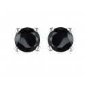 Boucle d'oreille argent rhodié solitaire noir rond 4MM