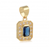 Pendentif plaqué or rectangulaire saphir synthétique et cubic zirconia