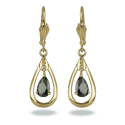 Boucles d'oreilles plaqué or dormeuses avec pierre noire cubic zirconia