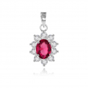 Pendentif argent rhodié avec rubis synthétique et cubic zirconia 1.70grs