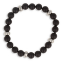 Bracelet élastique 60MM en pierre naturelle agate noire mat et séparation en acier