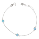 Bracelet argent rhodié opale bleue d'imitation 1.60grs