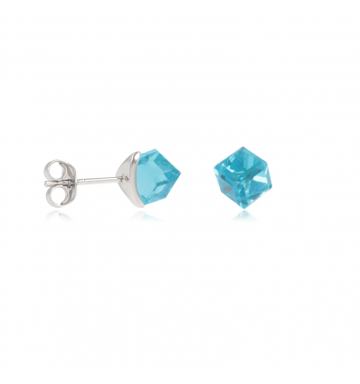 Boucles d'oreille argent rhodié cube 4MM