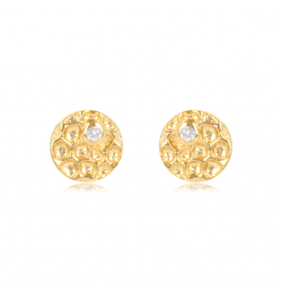 Boucles d'oreille plaqué or ronde 5MM avec pierre de cubic zirconia