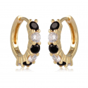 Boucles d'oreilles créoles plaqué or cubic zirconia noir et cubic zirconia 12MM