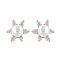 Boucles d'oreille plaqué or dormeuse avec perle d'imitation de Majorque grise 16MM