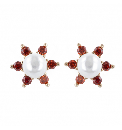 Boucles d'oreille plaqué or dormeuse avec perle d'imitation de Majorque grise 16MM