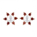 Boucles d'oreille plaqué or dormeuse avec perle d'imitation de Majorque grise 16MM