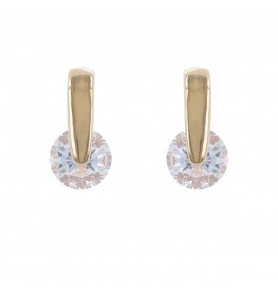 Boucles d'oreille plaqué or cubic zirconia forme ronde