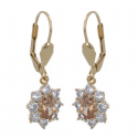 Boucles d'oreilles dormeuses plaqué or cubic zirconia champagne