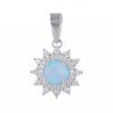 Pendentif argent rhodié opale bleue d'imitation avec cz 1.10grs