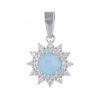 Pendentif argent rhodié opale bleue et cubic zirconia