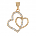 Pendentif plaqué or cubic zirconia double coeur