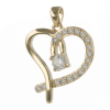 Pendentif plaqué or cubic zirconia forme coeur et cubic zirconia central