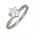 Bague argent rhodié solitaire avec pierre de zirconium de 6MM