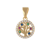 Pendentif plaqué or arbre cubic zirconia multicolore