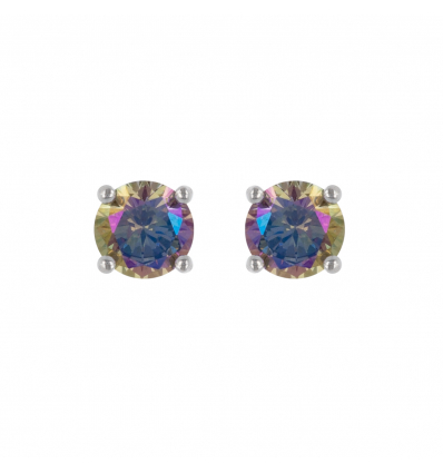 Boucles d'oreille marquise argent rhodié pierre synthétique multicolore